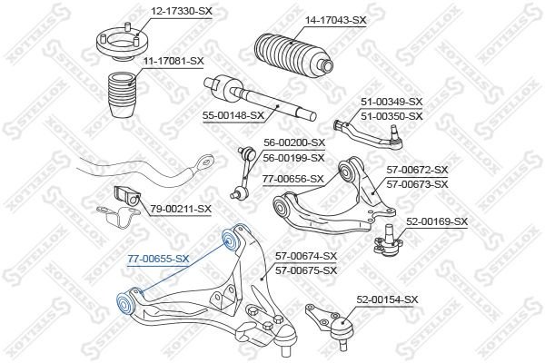 Stellox сайлентблок рычага подвески 77-00655-SX купить,3757