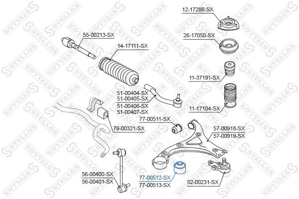Stellox сайлентблок рычага подвески 77-00512-SX купить,3077