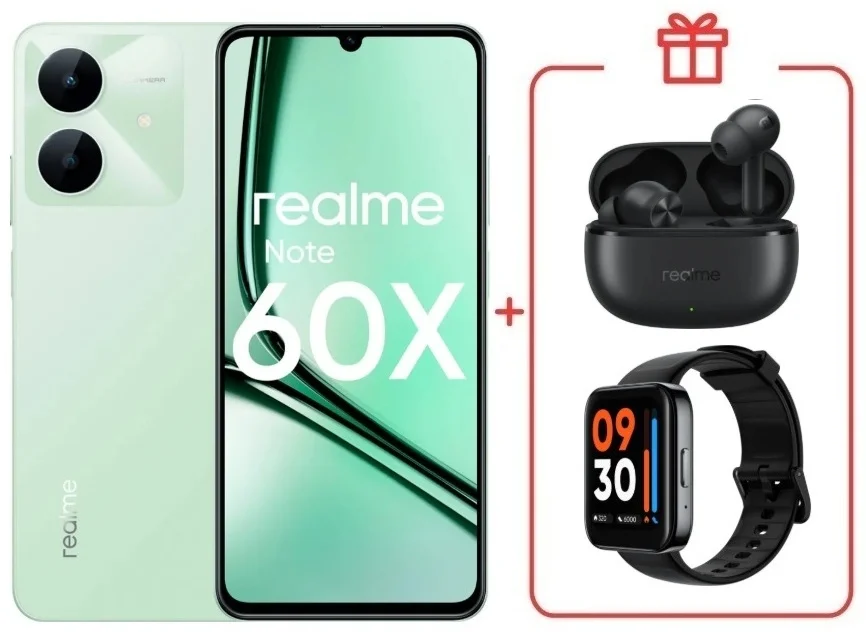 Смартфон Realme Note 60x 4/128GB Wilderness Green + подарок купить,NaN