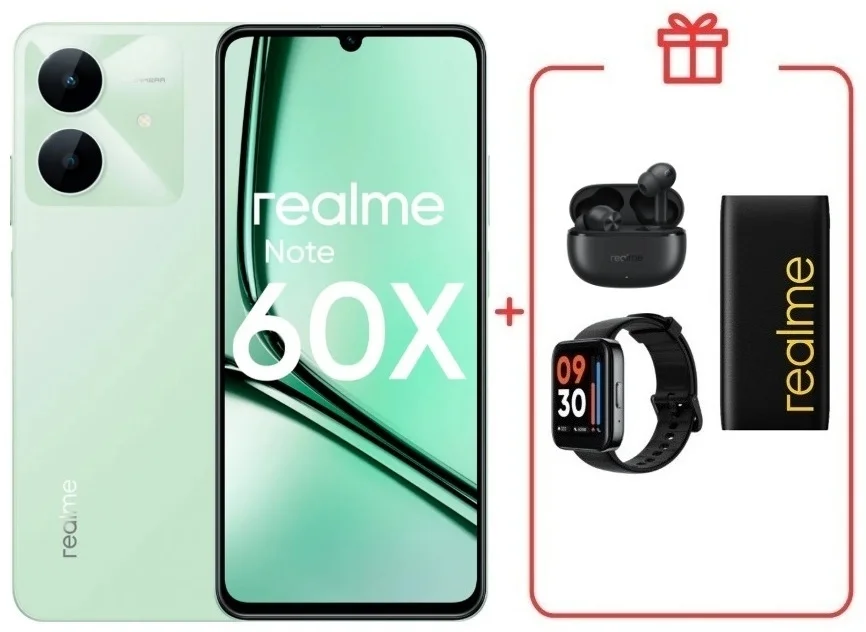 Смартфон Realme Note 60x 4/128GB Wilderness Green + подарок купить,NaN