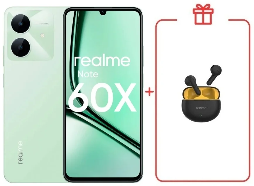 Смартфон Realme Note 60x 4/128GB Wilderness Green + подарок купить,NaN