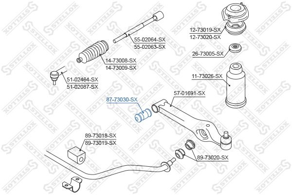 Stellox сайлентблок рычага подвески 87-73030-SX купить,2089