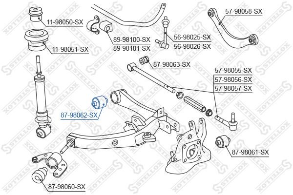 Stellox сайлентблок рычага подвески 87-98062-SX купить,2434
