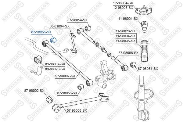 Stellox сайлентблок рычага подвески 87-98055-SX купить,2562