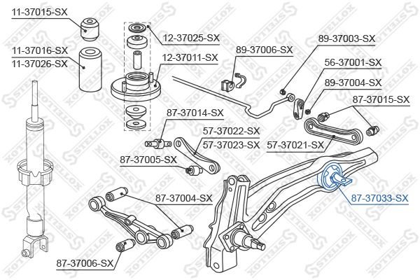 Stellox сайлентблок рычага подвески 87-37033-SX купить,3710