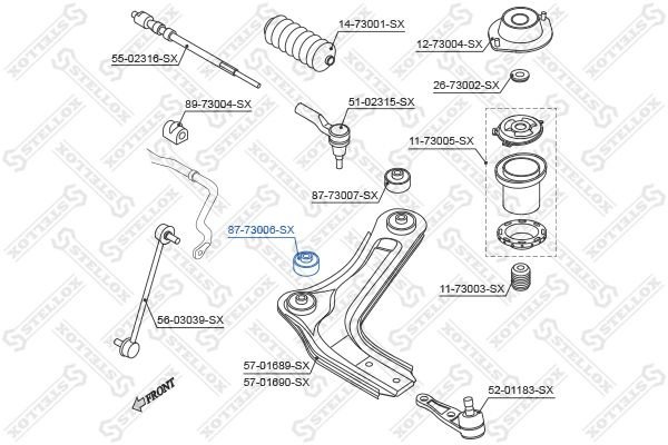 Stellox сайлентблок рычага подвески 87-73006-SX купить,2296