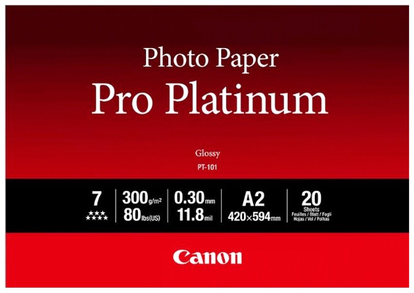 Canon Pro Platinum PT-101 бумага, A2, 20 шт, полуглянцевое покрытие купить,NaN