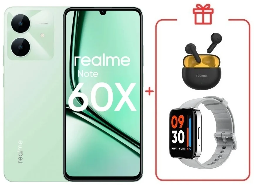 Смартфон Realme Note 60x 4/128GB Wilderness Green + подарок купить,NaN