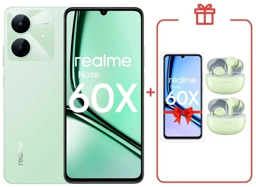 Смартфон Realme Note 60x 4/128GB Wilderness Green + подарок купить,NaN