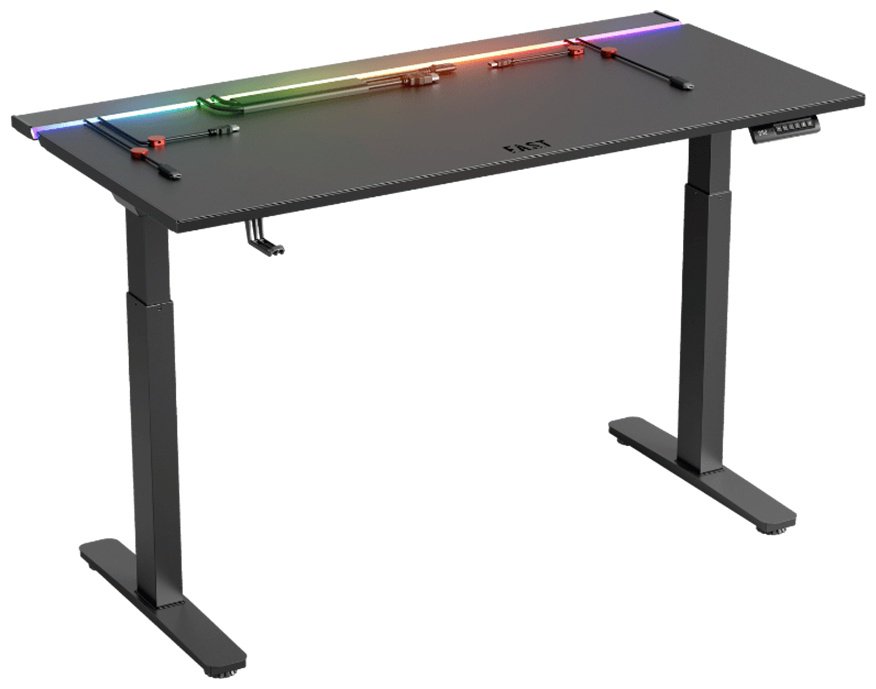 Стол компьютерный 1STPLAYER FAST-1470-RGB-BK, 145х70x122 см, черный