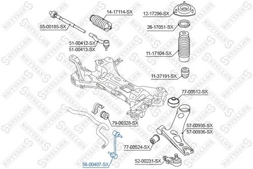 Stellox тяга стабилизатора 56-00407-SX купить,3361
