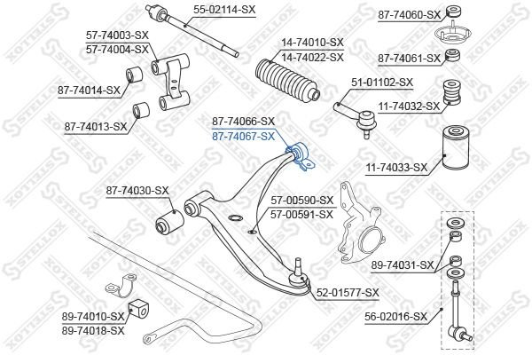 Stellox сайлентблок рычага подвески 87-74067-SX купить,7896