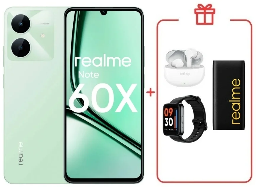 Смартфон Realme Note 60x 4/128GB Wilderness Green + подарок купить,NaN