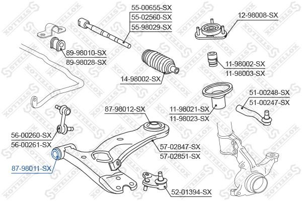 Stellox сайлентблок рычага подвески 87-98011-SX купить,1498