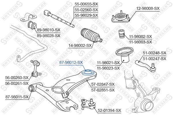 Stellox сайлентблок рычага подвески 87-98012-SX купить,2997
