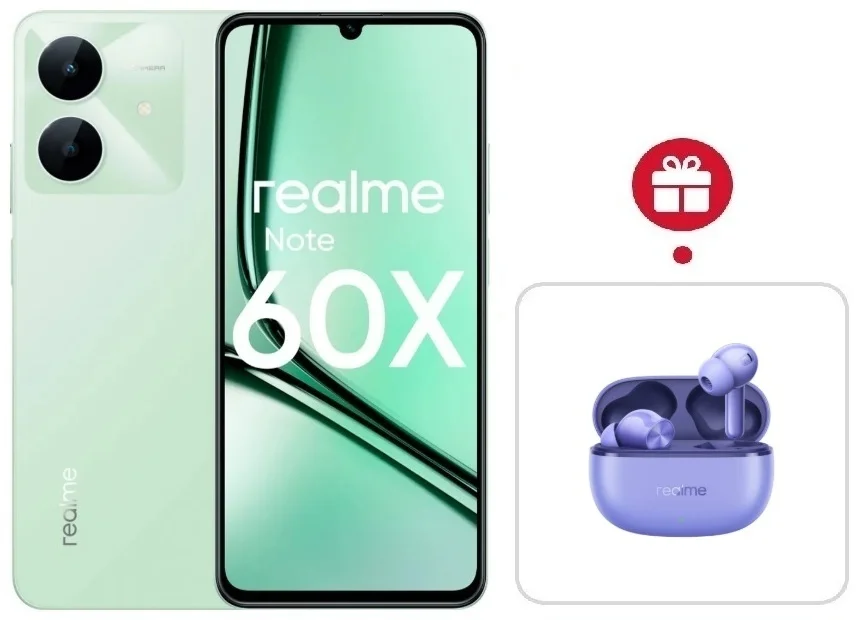 Смартфон Realme Note 60x 4/128GB Wilderness Green + подарок купить,NaN