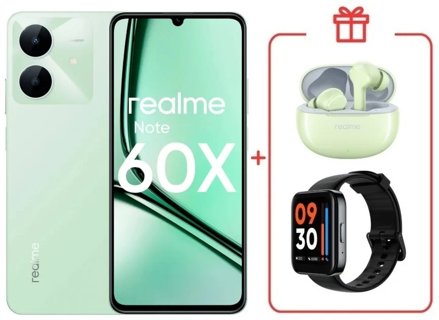 Смартфон Realme Note 60x 4/128GB Wilderness Green + подарок купить,NaN