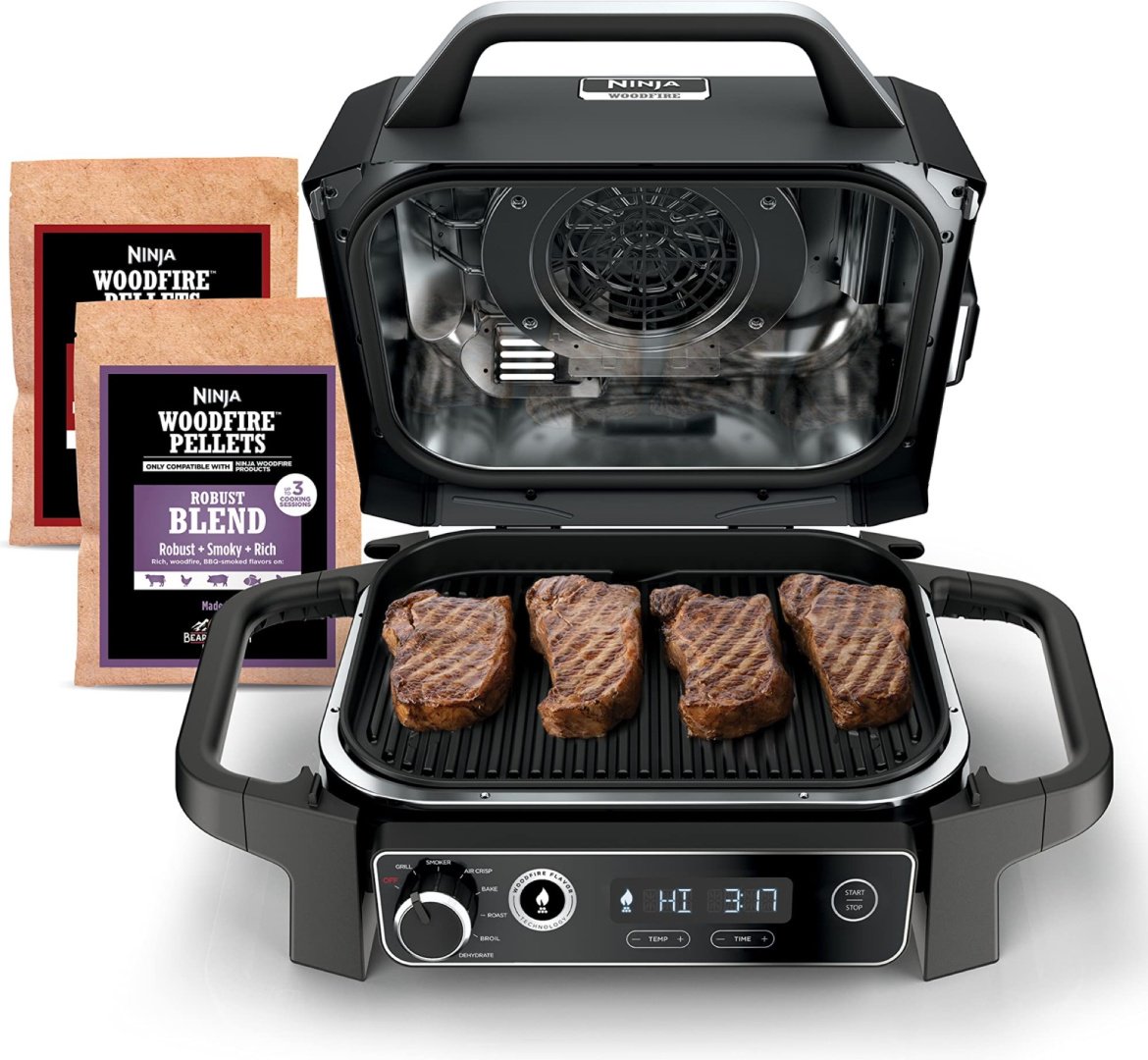 Аэрогриль NINJA Woodfire Electric BBQ Grill & Smoker OG701EU черный, серебристый