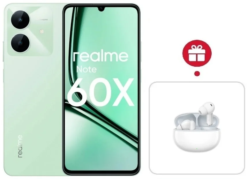 Смартфон Realme Note 60x 4/128GB Wilderness Green + подарок купить,NaN