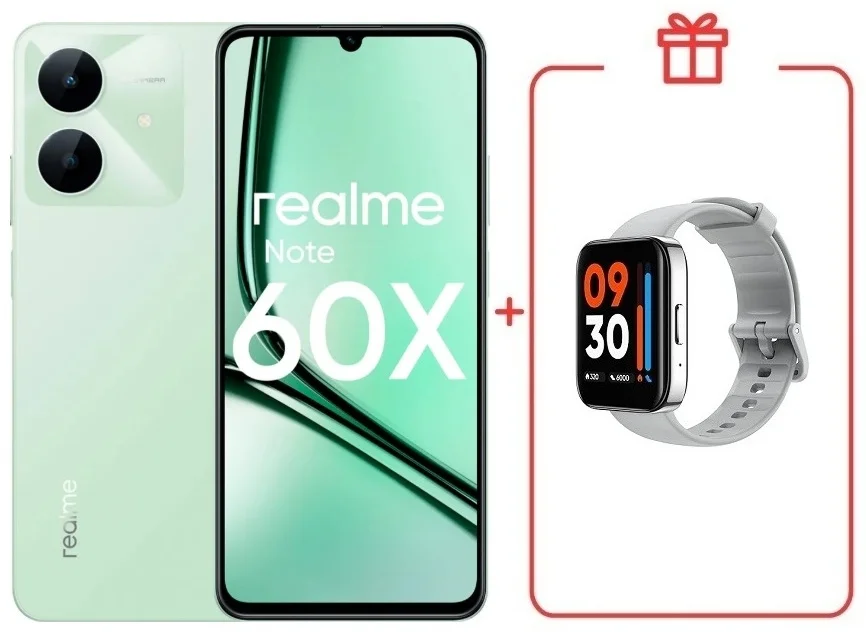 Смартфон Realme Note 60x 4/128GB Wilderness Green + подарок купить,NaN