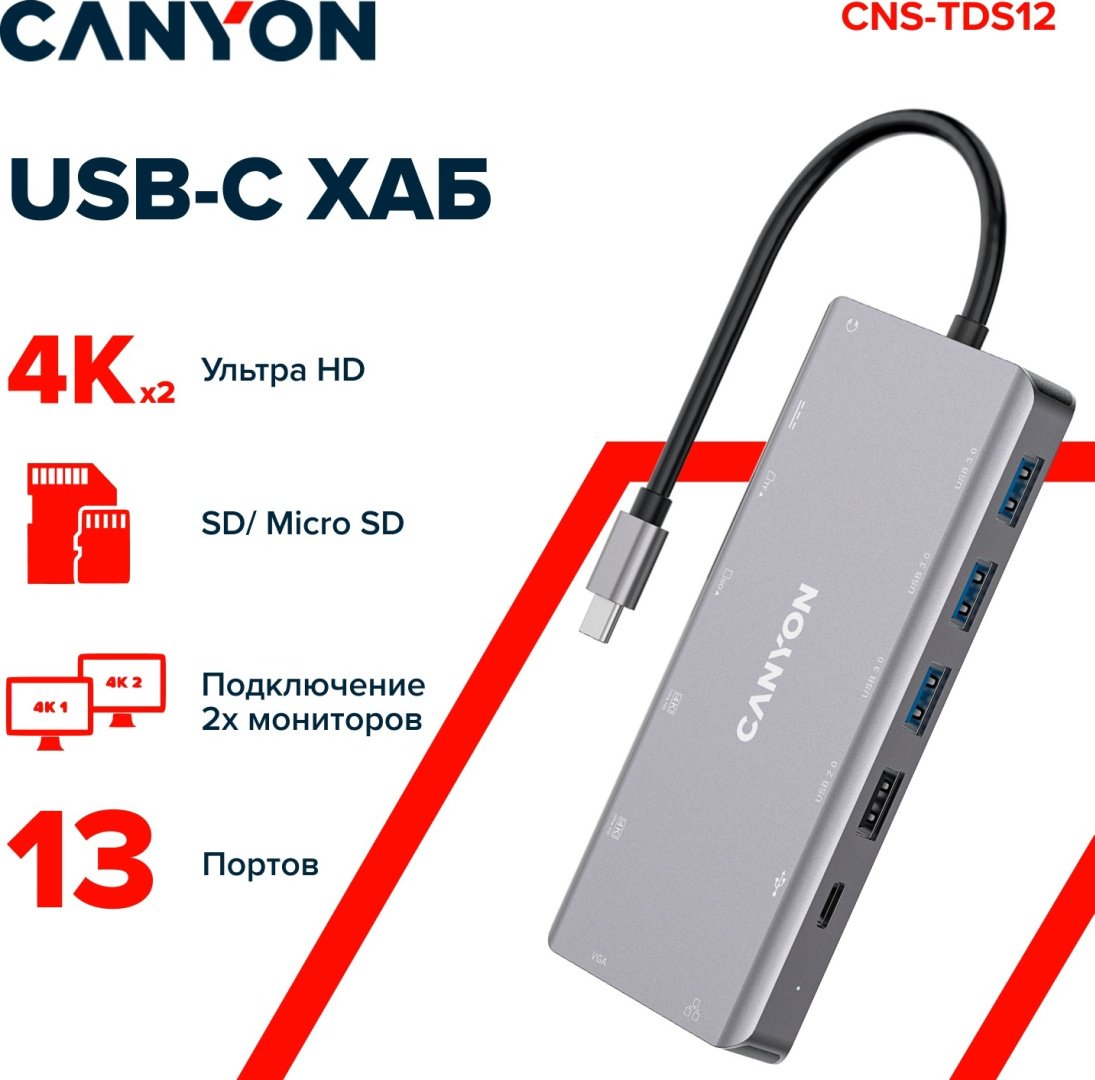 Док-станция Canyon CNS-TDS12 серебристый купить,NaN