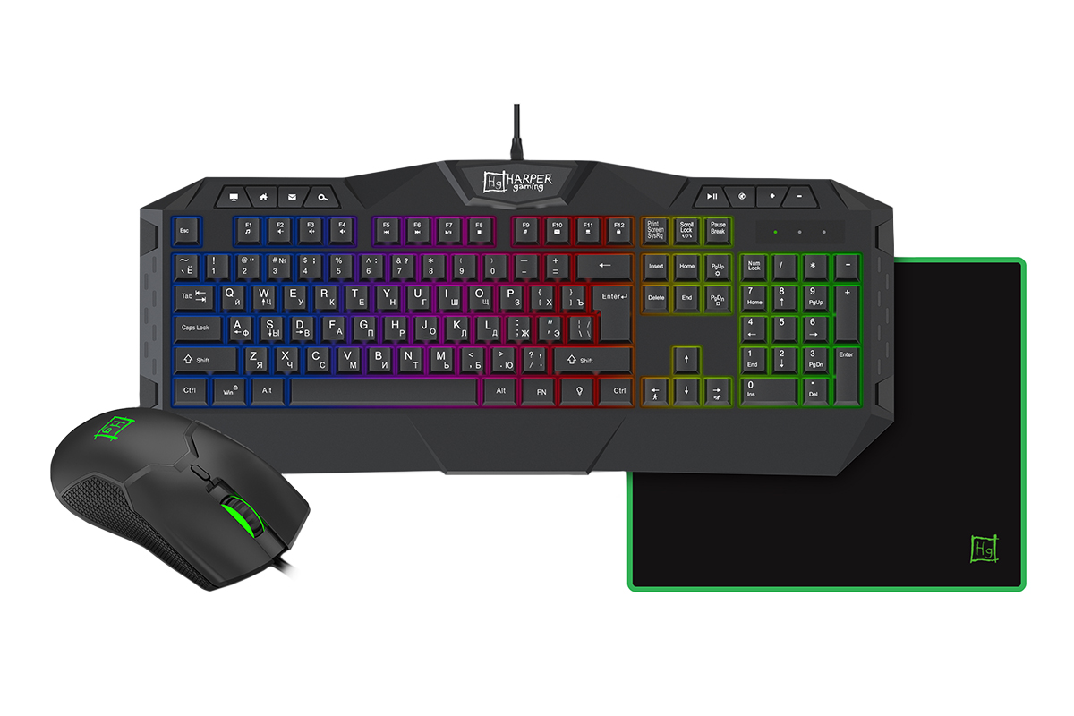 Клавиатура + мышь + коврик Harper Gaming Triplestrike GSB-07