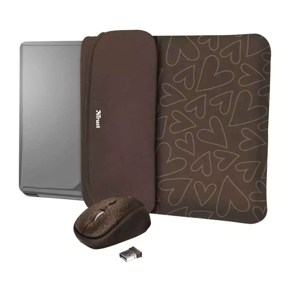 Чехол для ноутбука Trust для Yvo 15.6" и беспроводная мышь 23446 Brown