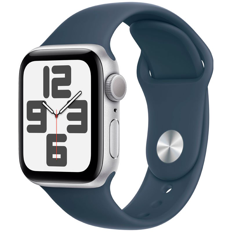 Смарт-часы Apple Watch SE 2023 GPS 40mm MRE23 Silver Aluminum Case with Storm Blue Sport Band - M/L