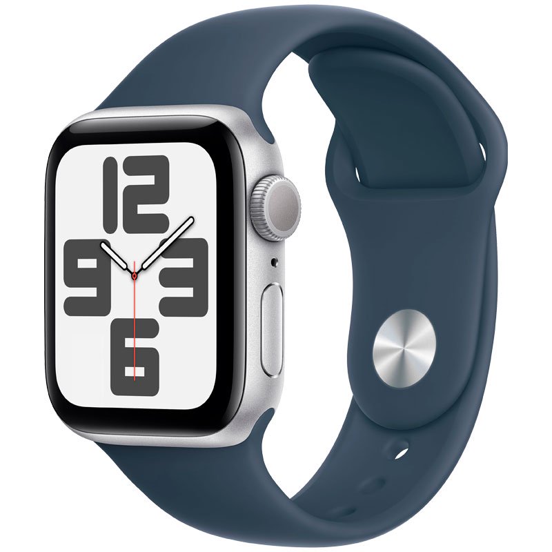 Смарт-часы Apple Watch SE 2023 GPS 40mm MRE13 Silver Aluminum Case with Storm Blue Sport Band - S/M