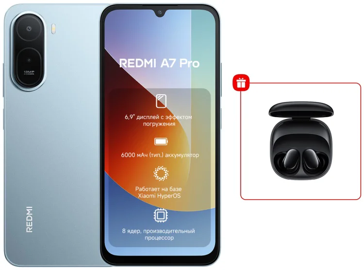 Смартфон Xiaomi Redmi A7 Pro 4/64GB синий + подарок купить,NaN