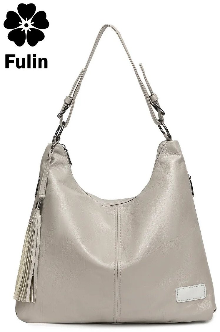 Сумка хобо FULIN экокожа серый купить,NaN
