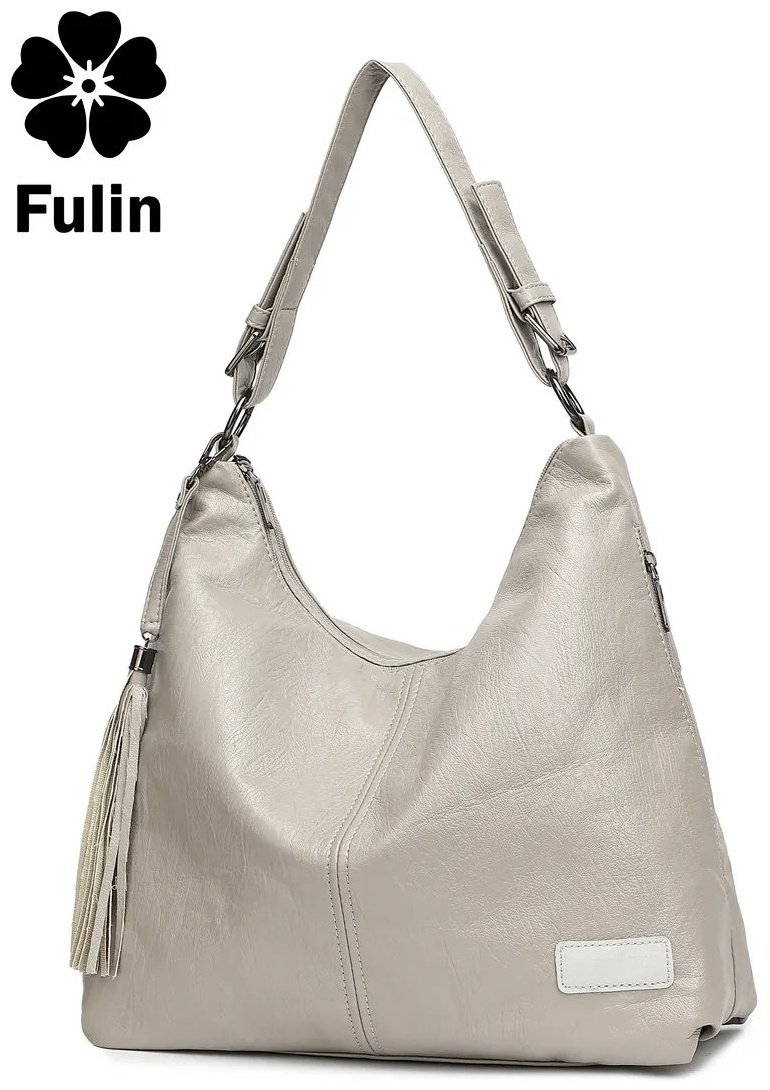 Сумка хобо FULIN экокожа серый купить,NaN
