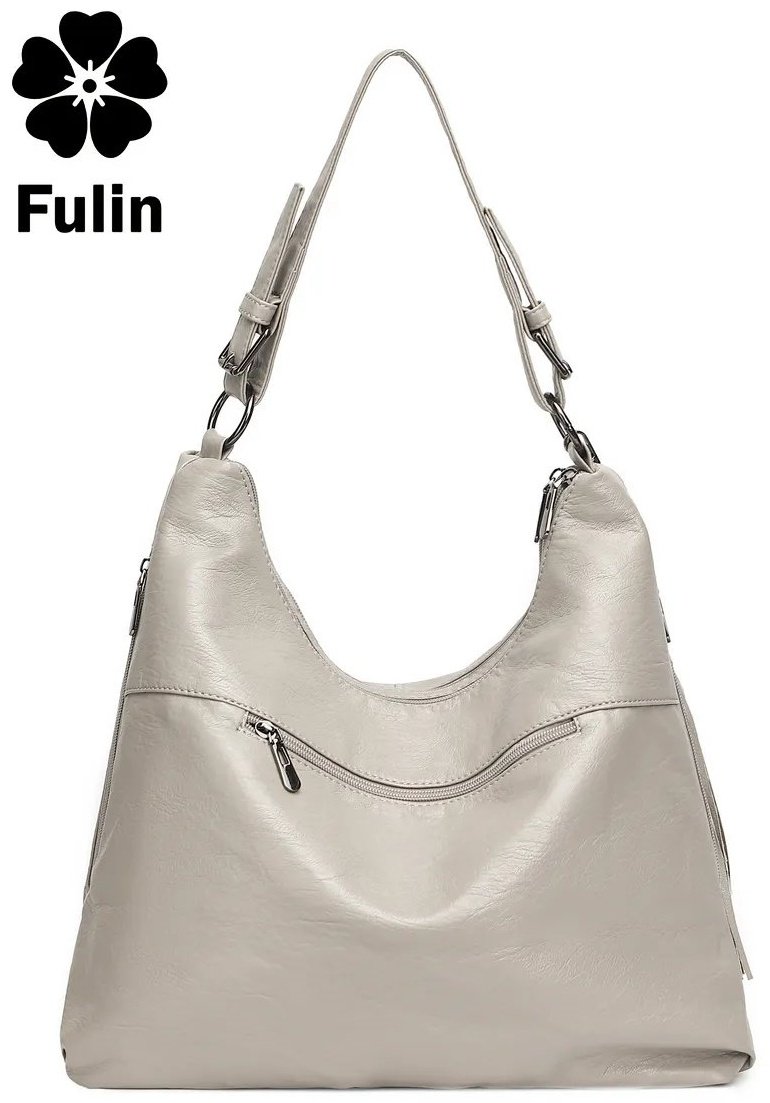 Сумка хобо FULIN экокожа серый купить,NaN