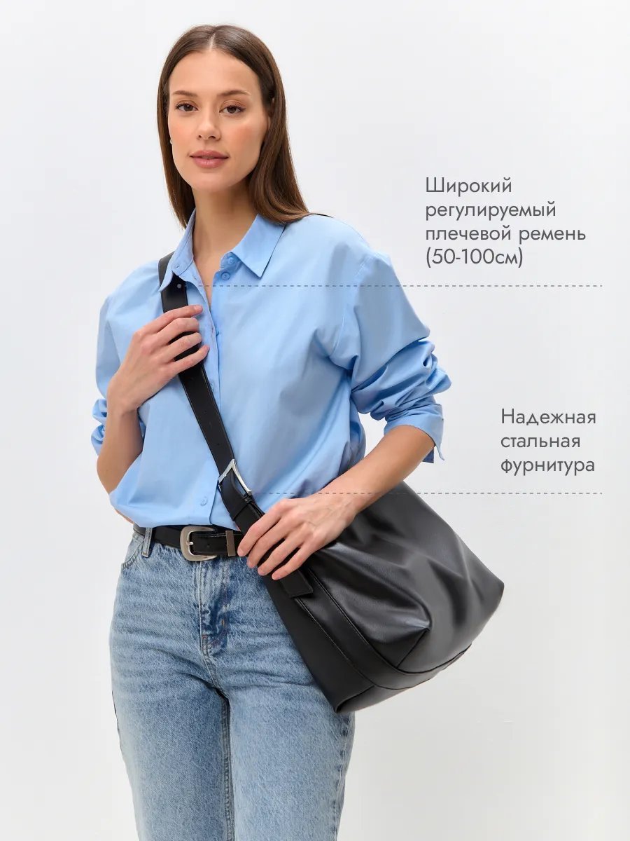 Сумка хобо SSUERTE экокожа черный купить,NaN