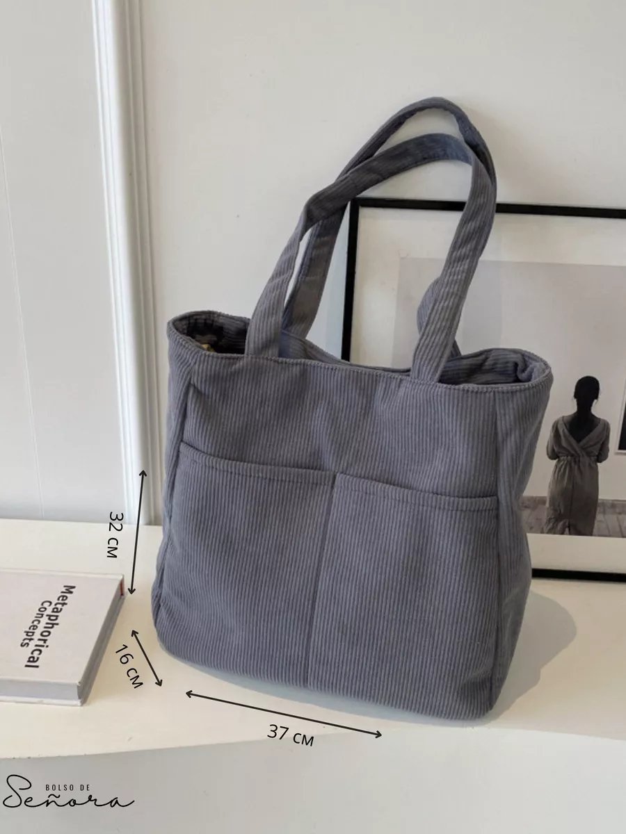 Сумка шоппер Bolso de Senora вельвет серый купить,NaN