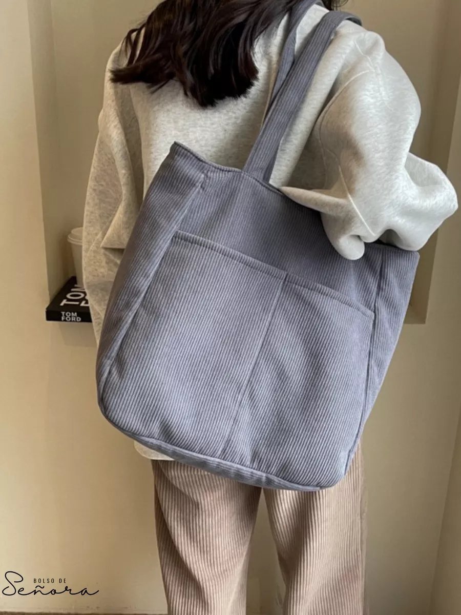 Сумка шоппер Bolso de Senora вельвет серый купить,NaN