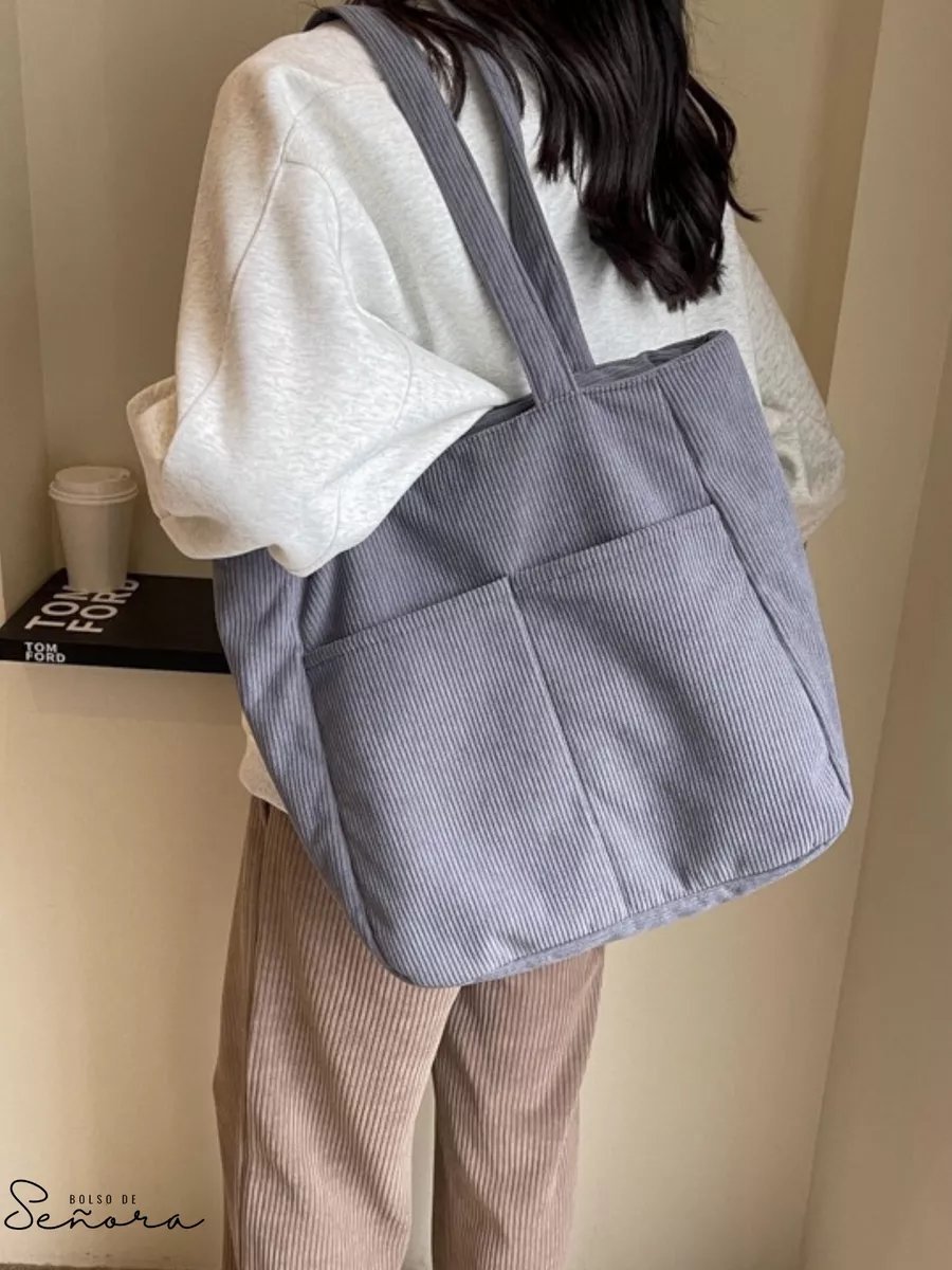 Сумка шоппер Bolso de Senora вельвет серый купить,NaN