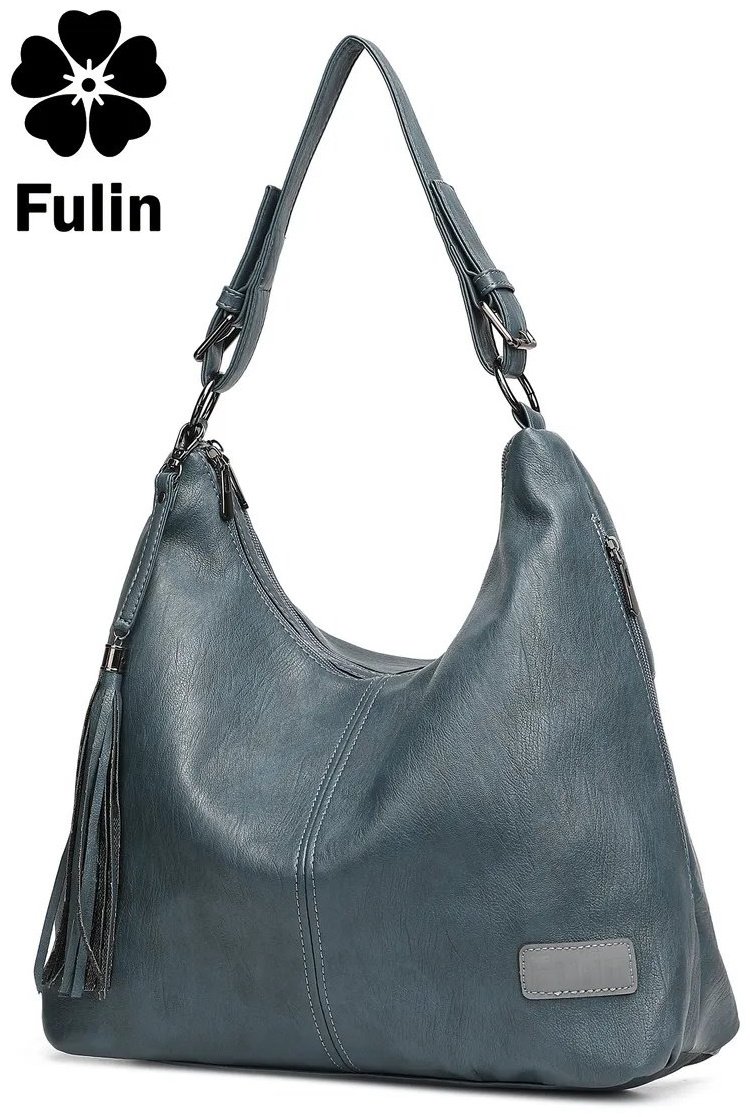Сумка хобо FULIN экокожа синий