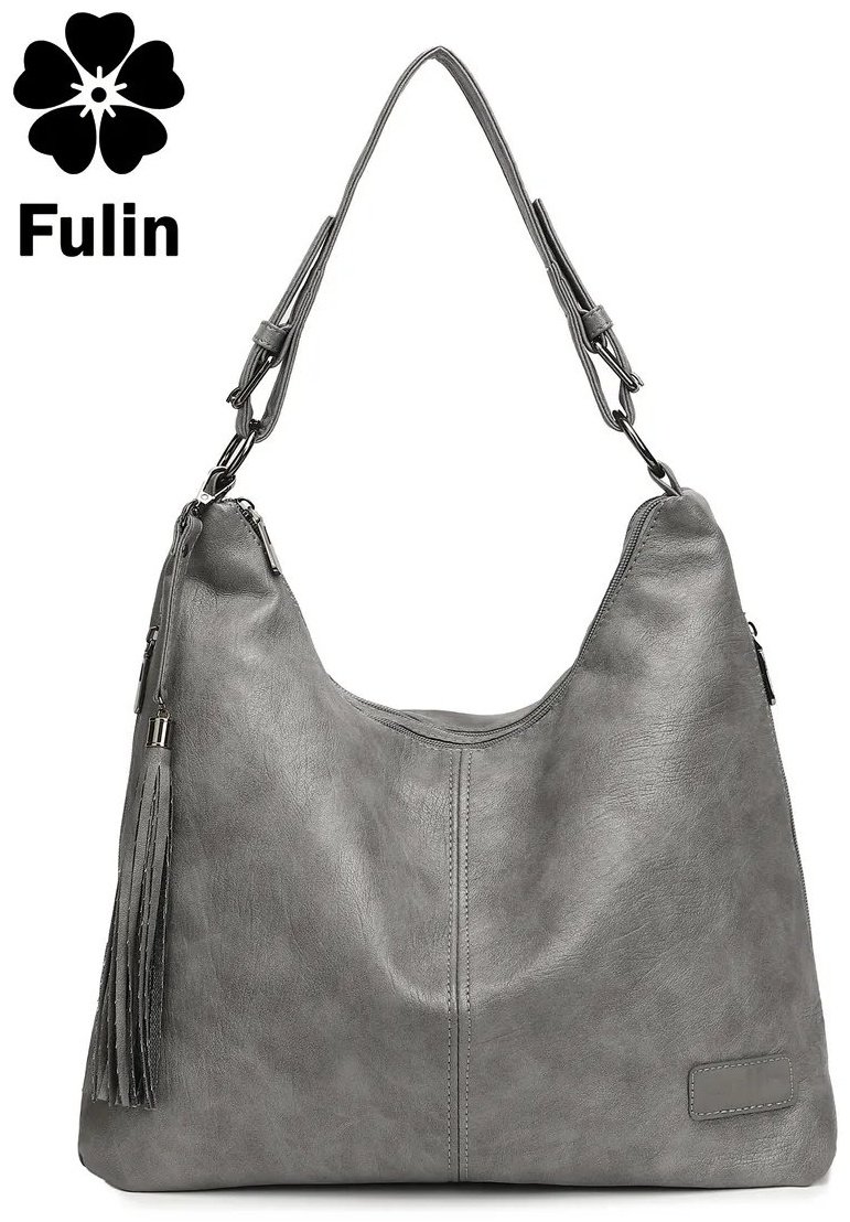 Сумка хобо FULIN экокожа серый купить,NaN