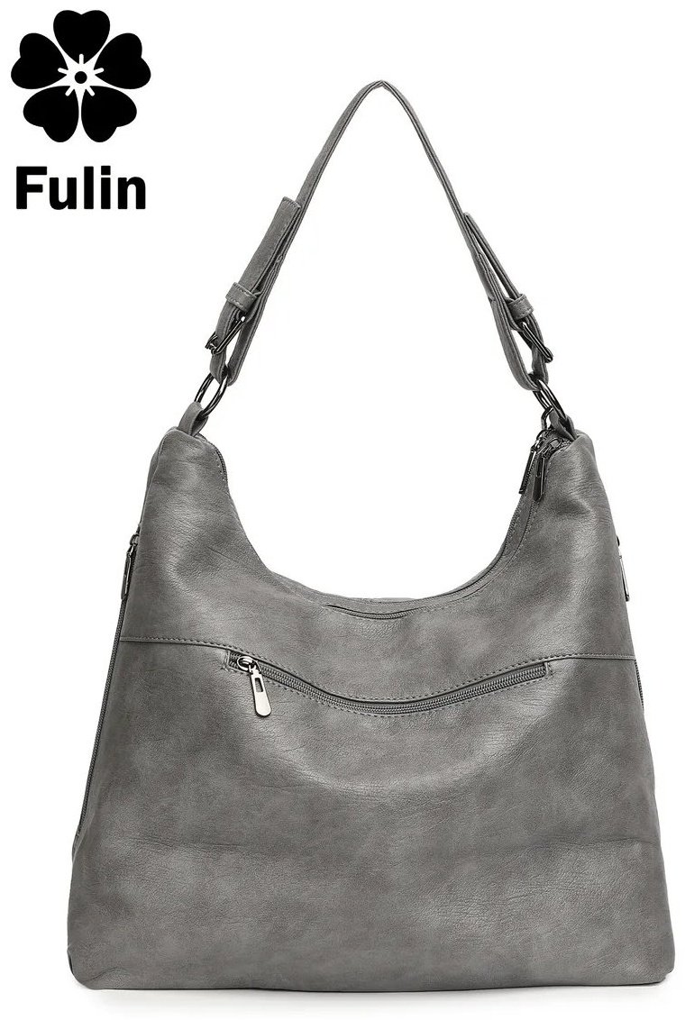 Сумка хобо FULIN экокожа серый купить,NaN