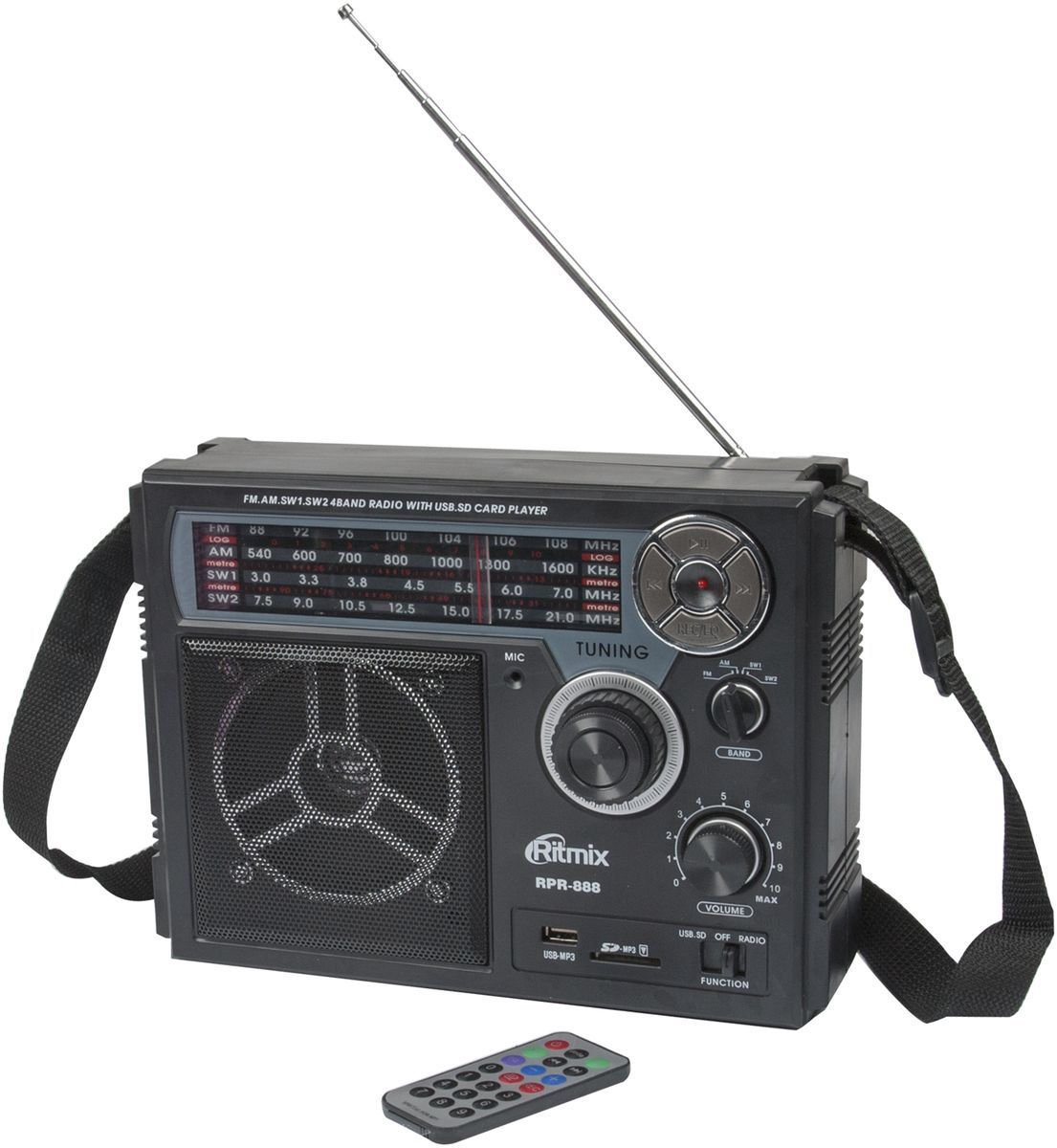 Радиоприемник портативный Ritmix RPR-888 черный купить,NaN