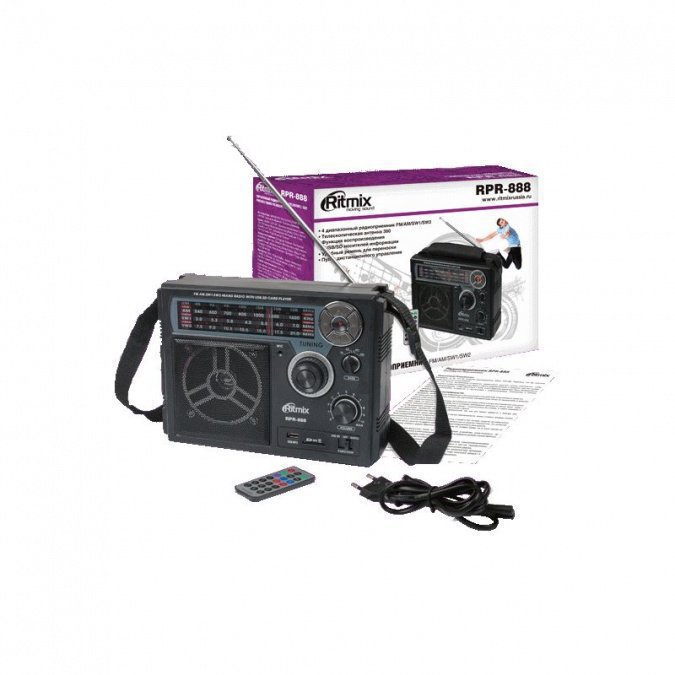Радиоприемник портативный Ritmix RPR-888 черный купить,NaN