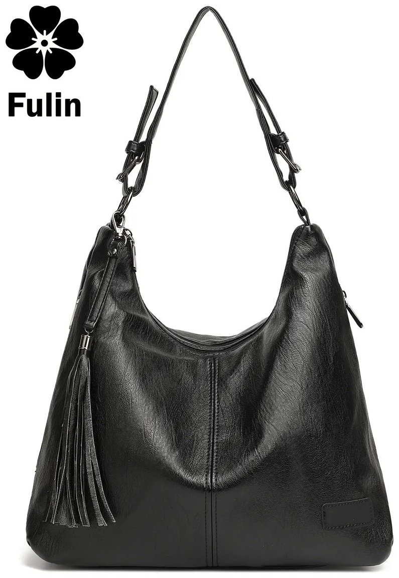 Сумка хобо FULIN экокожа черный