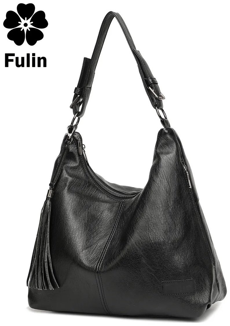 Сумка хобо FULIN экокожа черный