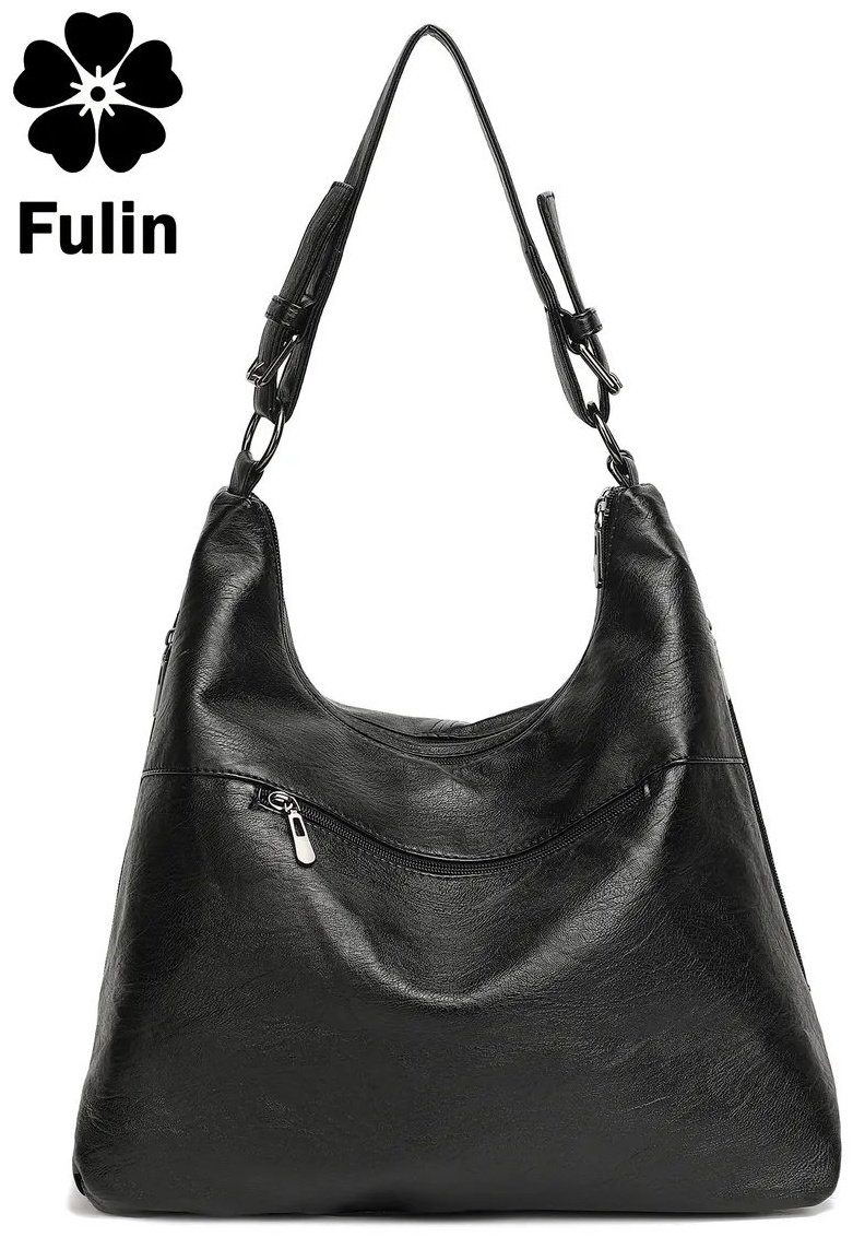 Сумка хобо FULIN экокожа черный