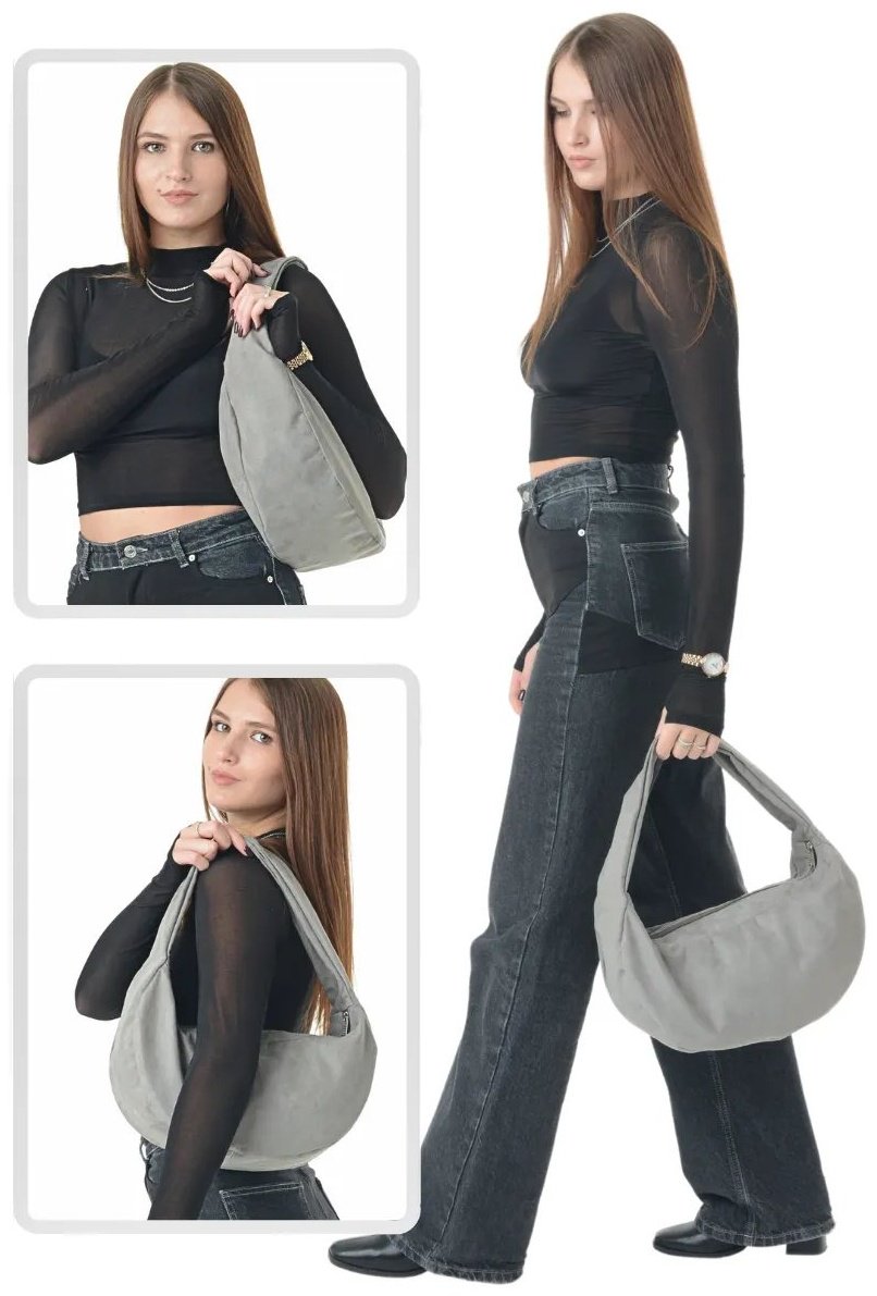 Сумка хобо MT.Style экокожа серый купить,26502