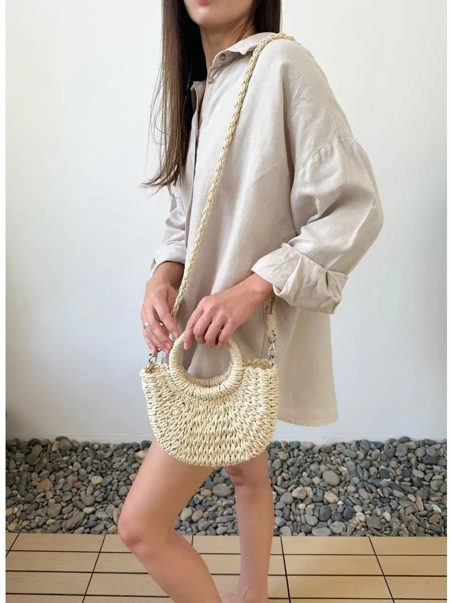 Мини-сумка SL'Bags рафия бежевый купить,NaN
