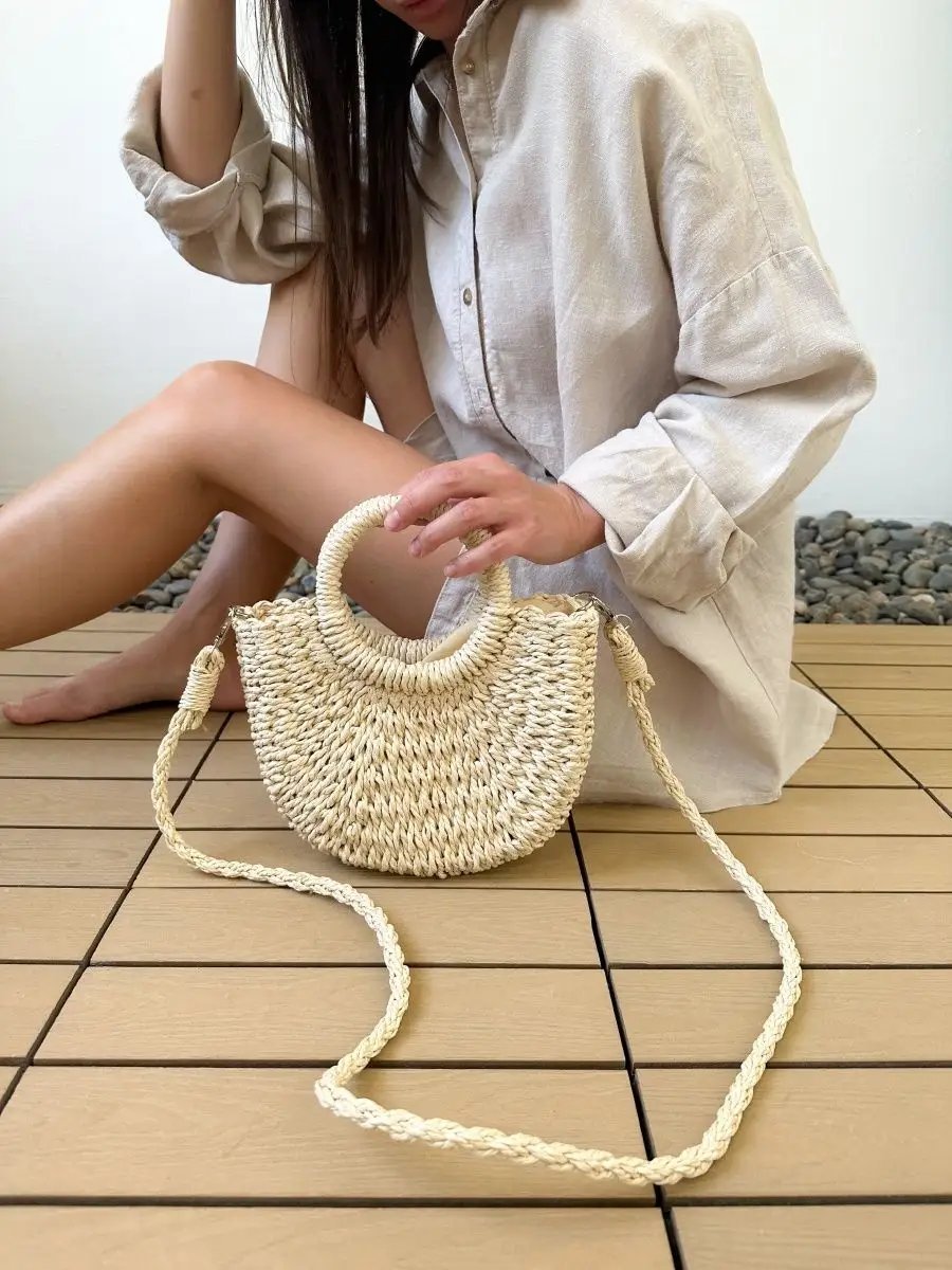 Мини-сумка SL'Bags рафия бежевый купить,NaN