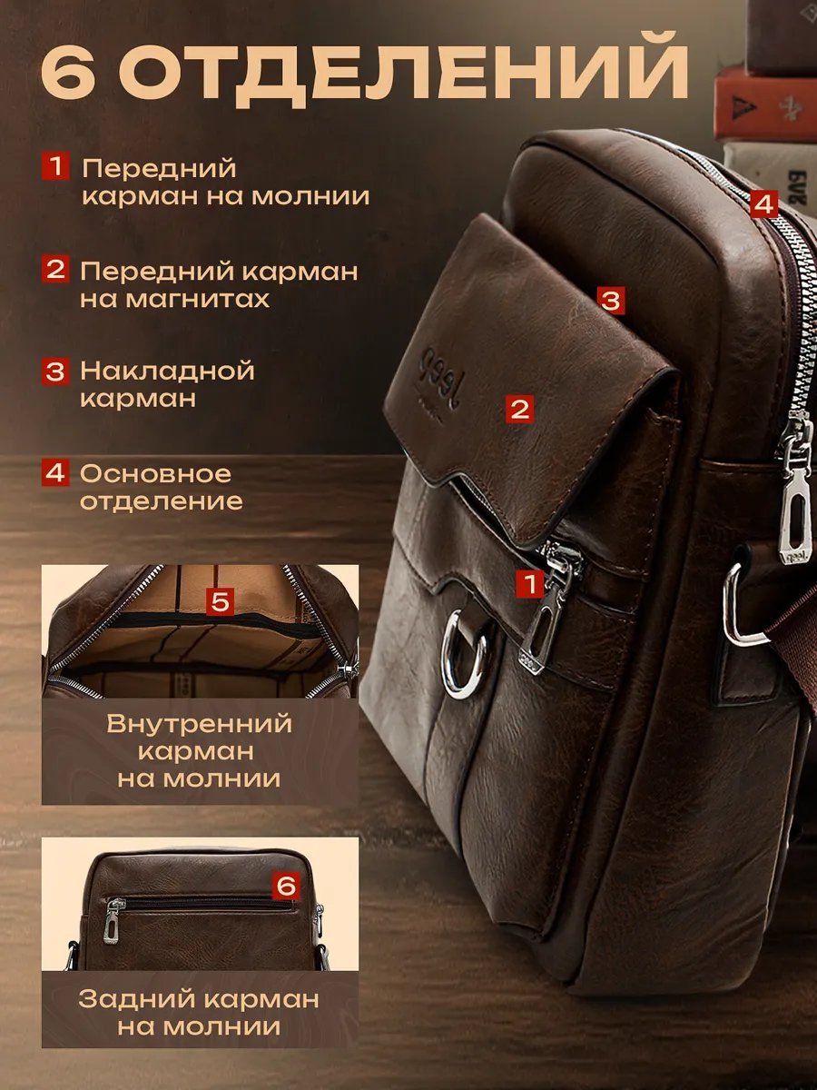 Мини-сумка Lirano экокожа коричневый купить,NaN