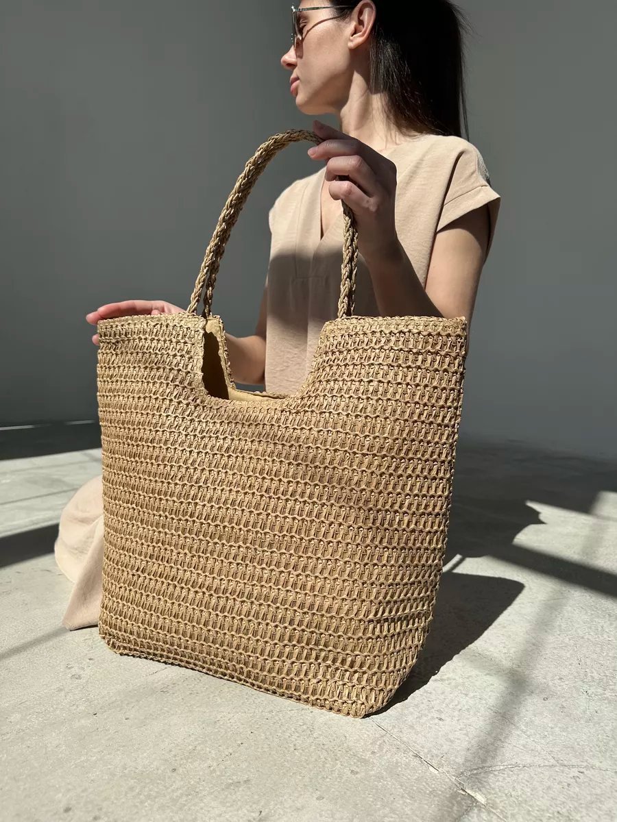 Сумка шоппер SL'Bags рафия коричневый купить,NaN